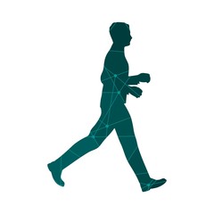 Businessman running forward. Abstract illustration. Modern lifestyle metaphor. Textured by lines and dots pattern