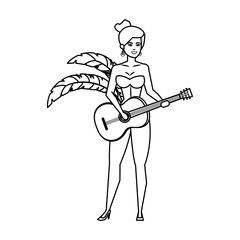 beautiful brazilian garota playing guitar