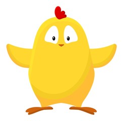 Cute little yellow cartoon chicken image. Easter symbol