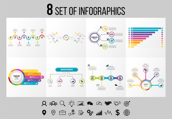 Fototapeta na wymiar Set 8 Of Infographics Elements Vector Design Template. Business Data Visualization Infographics Timeline with Marketing Icons most useful can be used for workflow, presentation, diagrams, reports