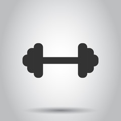 Dumbbell fitness gym in flat style. Barbell illustration on white background. Bodybuilding sport concept.