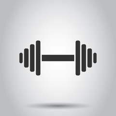 Dumbbell fitness gym in flat style. Barbell illustration on white background. Bodybuilding sport concept.
