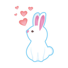cute rabbit with hearts love