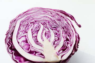 Red cabbage in a section. Cabbage on a white background.