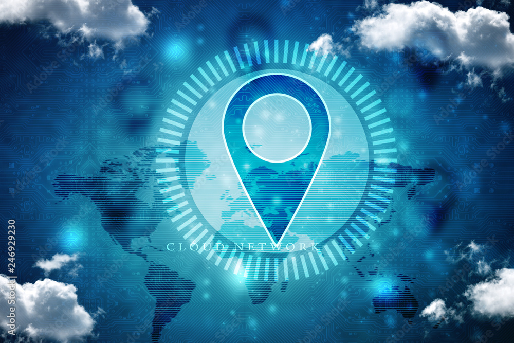 Poster 2d rendering map pointer illustration
