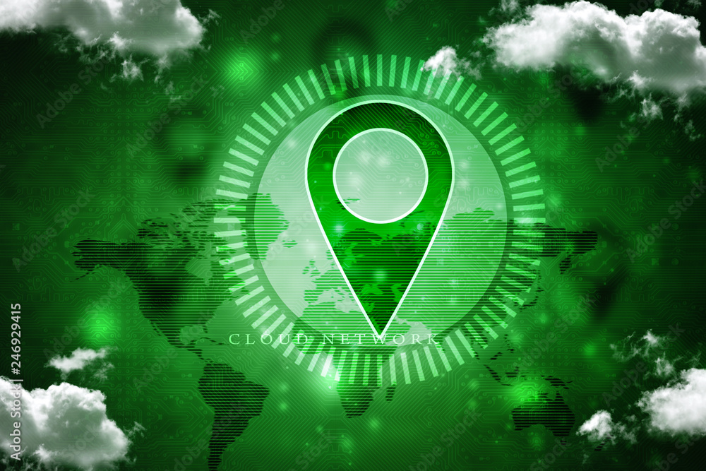 Poster 2d rendering map pointer illustration