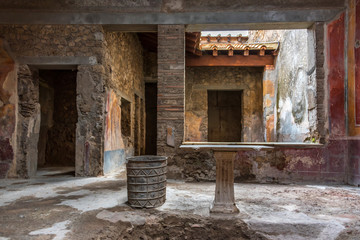 Fototapeta na wymiar House in the Ruins of Ancient Pompeii Italy