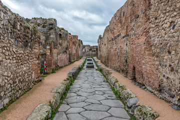 Street in the Ruins of Ancient Pompeii Italy
