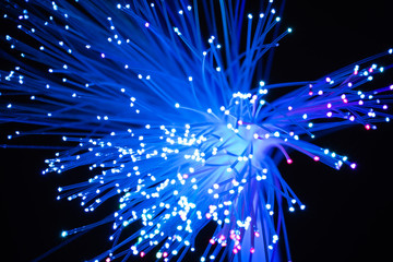 Macro shots of Fiber optics glass strands