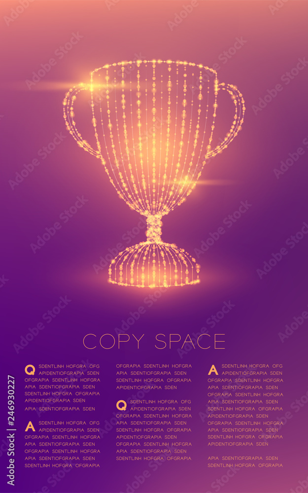 Aufkleber trophy cup number one shape wireframe polygon futuristic bokeh light frame structure and lens flare,