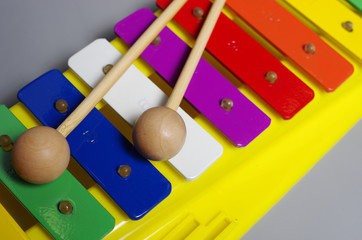 Children's xylophone with color plates