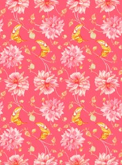 Fototapeta premium seamless floral pattern with flowers watercolor