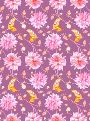 Fototapeta na wymiar seamless floral pattern with flowers watercolor
