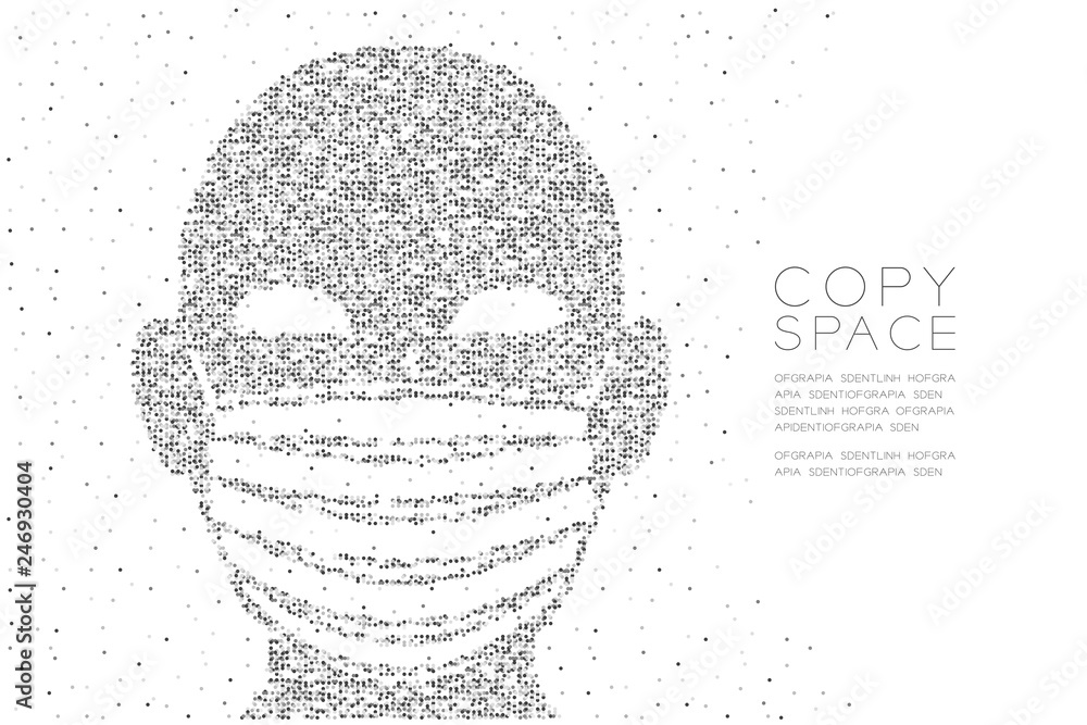 Aufkleber head with dust mark or particulate respirator abstract geometric circle dot pixel pattern, pollution