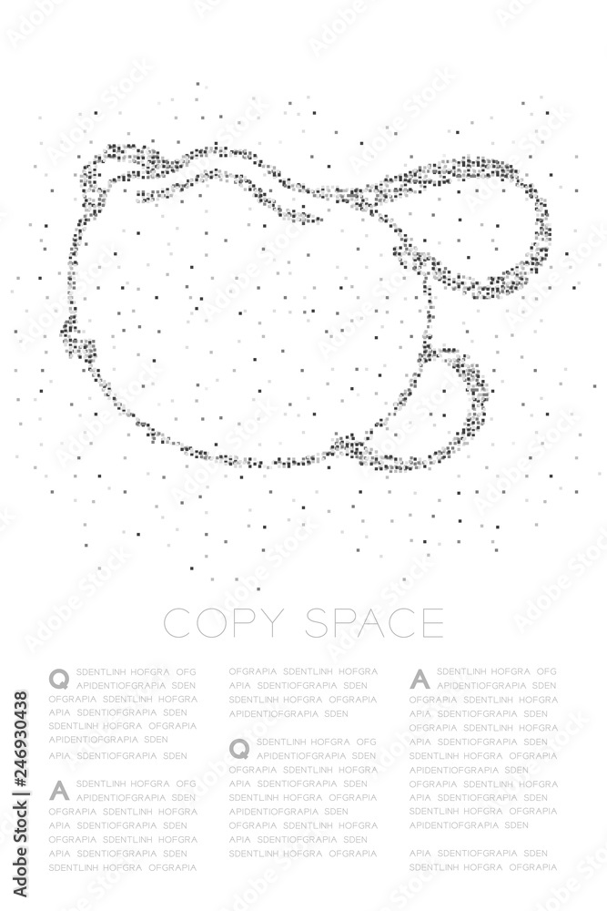 Aufkleber dust mark or particulate respirator abstract geometric square box pixel pattern, pollution pm 2.5 co