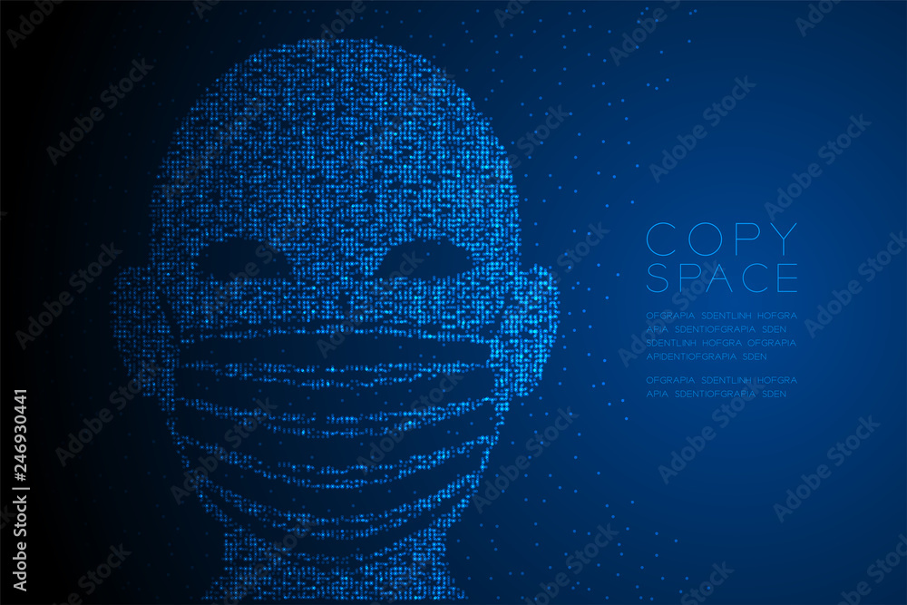 Aufkleber head with dust mark or particulate respirator abstract geometric bokeh light circle dot pixel patter