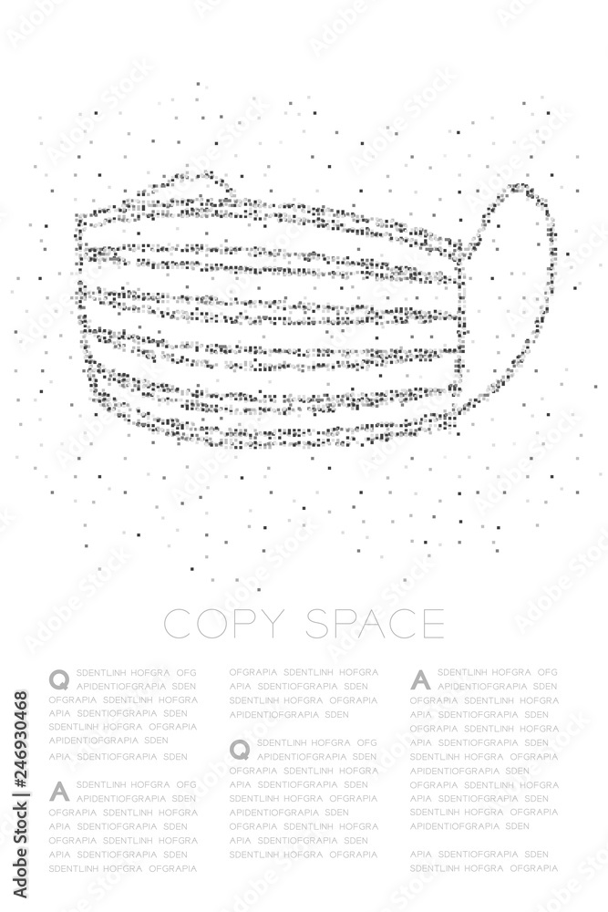 Aufkleber dust mark or particulate respirator abstract geometric square box pixel pattern, pollution pm 2.5 co