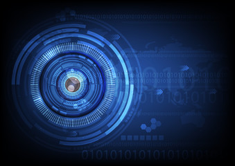 blue eye ball abstract cyber future technology concept background, illustration vector.