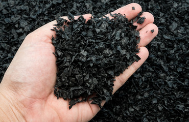 Polypropylene  scrap black on hand, Plastic recycle