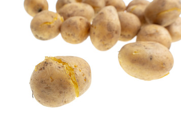 Boiled potatoes isolated on white background