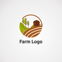 Fototapeta premium abstract nature logo with house farm and tree