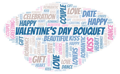 Fototapeta premium Valentine's Day Bouquet word cloud.