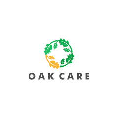 Oak Care logo design, Leaf organic icon vector