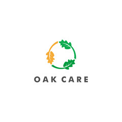 Oak Care logo design, Leaf organic icon vector
