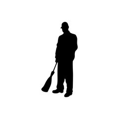 janitor male vector silhouette on white background