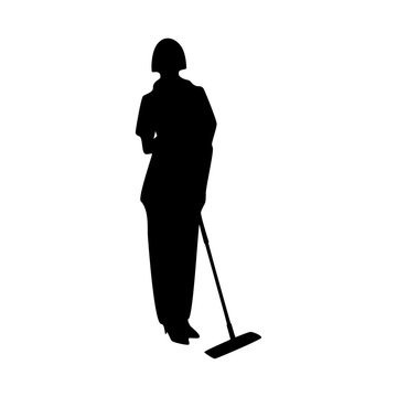 recommend clip art: janitor female vector silhouette on white background