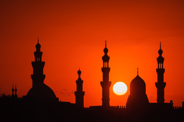 モスクと夕日