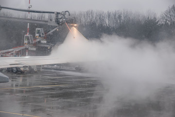 Winter Travel Risks Deicing of planes