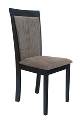 Dining room elegant chair. Classic black wooden chair for dining and kitchen, isolated on white background