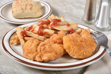 Fried chicken and french fries