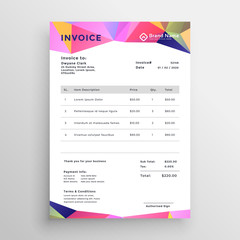 abstract colors invoice template design