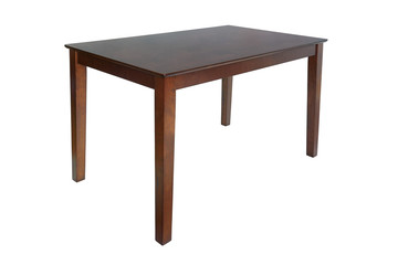 Wooden brown dining table for living room or kitchen. Elegant classic table for eating, isolated on white background, clipping path included