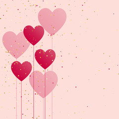 hearts balloon with golden confetti