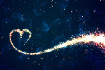 Obraz na płótnie Canvas hearts made with sparkles on shiny blue background