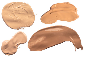 Foundation samples. Face make-up liquid and creme foundation samples collection, isolated on white background. Clipping paths included.