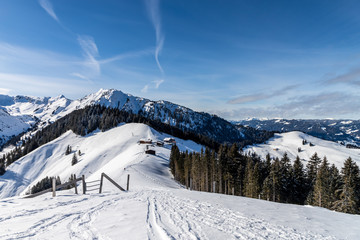 Alpine winter landscape in switzerland