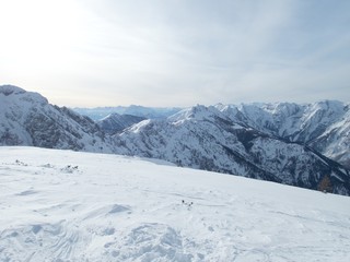 beautiful winter lanscape skitouring in the alps