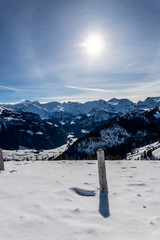 Alpine winter landscape in switzerland