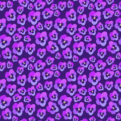 Pansy Flower Pattern. Endless Background. Seamless