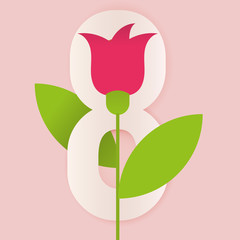 Happy Women's Day greeting card with flower. Vector