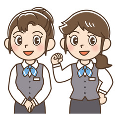 ビジネス　制服　女性　二人