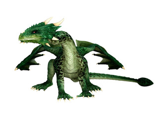 3D Rendering Fairy Tale Dragon on White