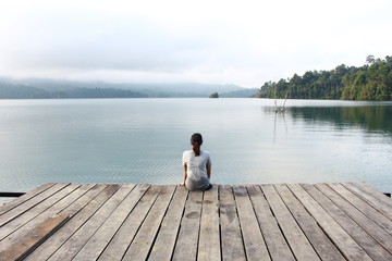 Fototapeta premium woman on the pier