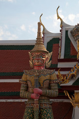 Fototapeta premium Bangkok Thailand, Giant guardian at the Grand Palace and Wat Phra Kaew