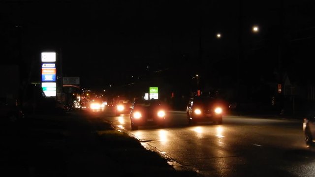 4K Traffic Cars Headlights At Night