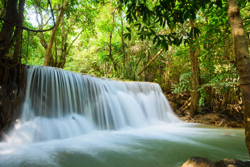 Huai Mae Khamin waterfall at Kanchanaburi , Thailand , beautiful waterfall, forest,